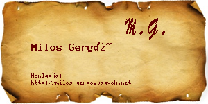 Milos Gergő névjegykártya